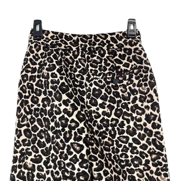 NEW Anthropologie Maeve Kate Leopard Jacquard cropped Trousers pants Size 00 wid - Picture 8 of 10